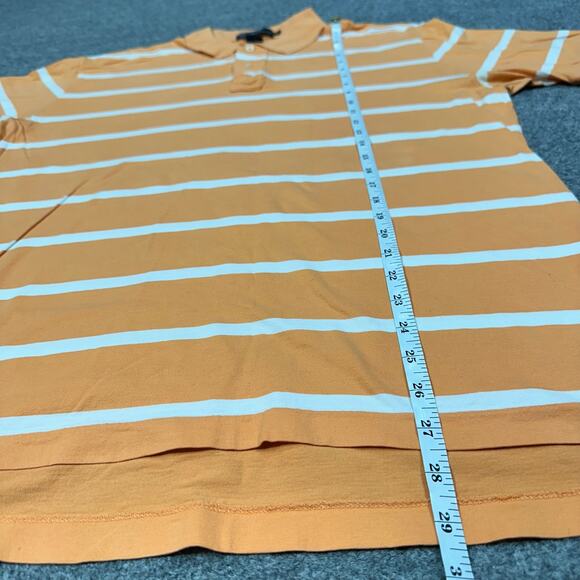 Polo by Ralph Lauren Orange White Striped Short Sleeve Polo Shirt Size Large - Picture 4 of 6